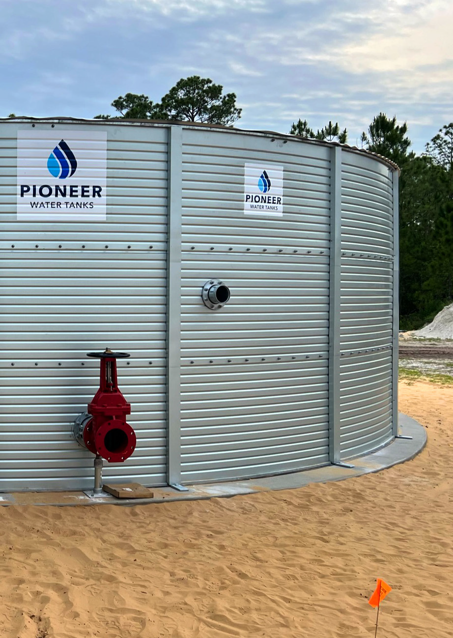Pioneer Water Tanks fire-rated storage tanks in field setting